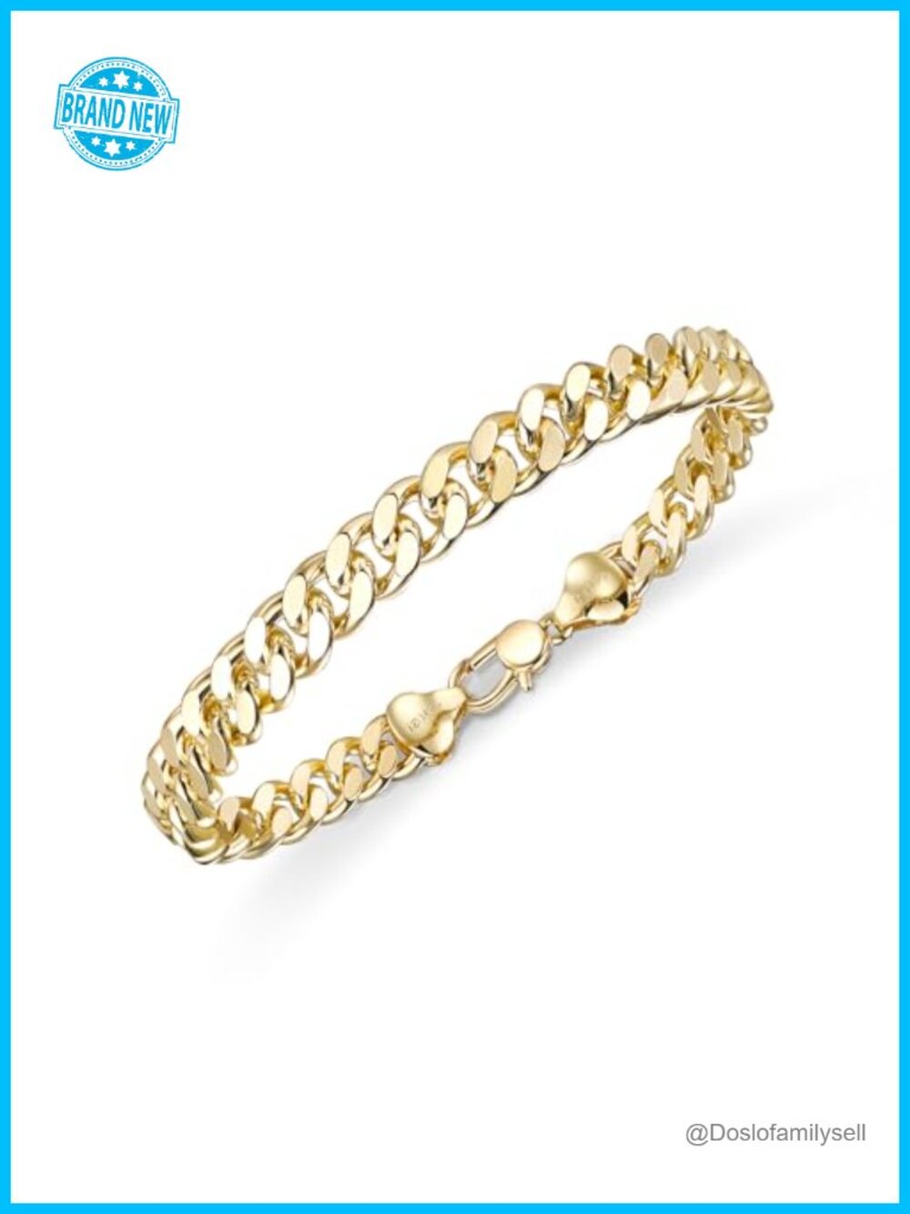 14K Gold Cuban Link Chain Bracelet 7mm Secure Buckle Hypoallergenic